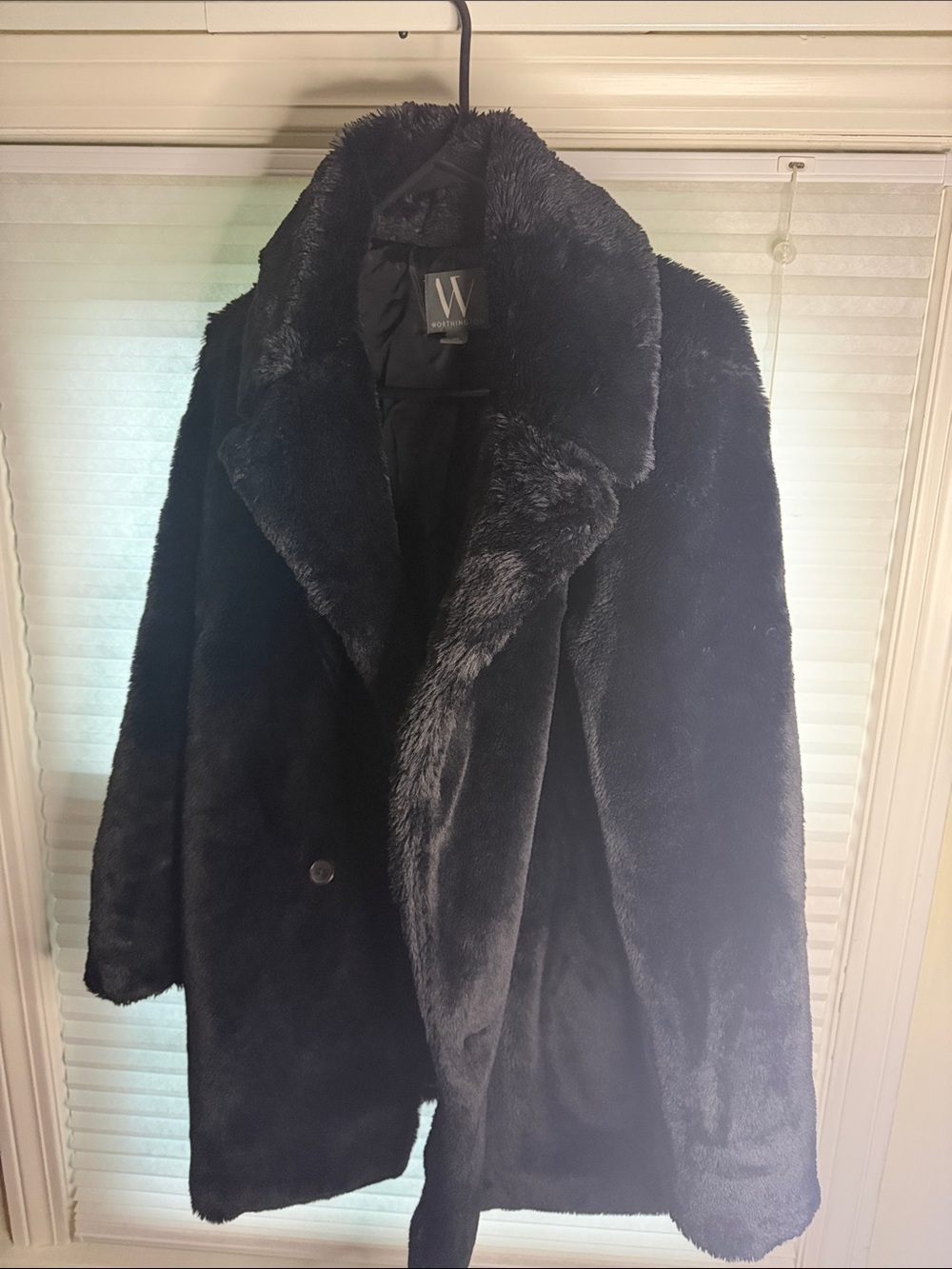 W by Worth Black Faux Fur Teddy Coat